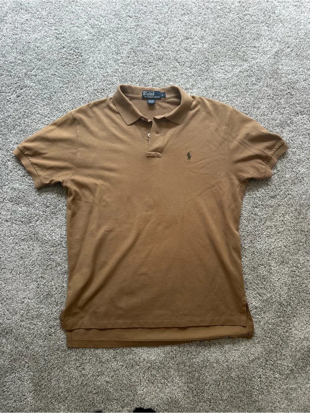 Vintage Polo by Ralph Lauren Men's Camel/Tan Polo with Embroidered Pony
